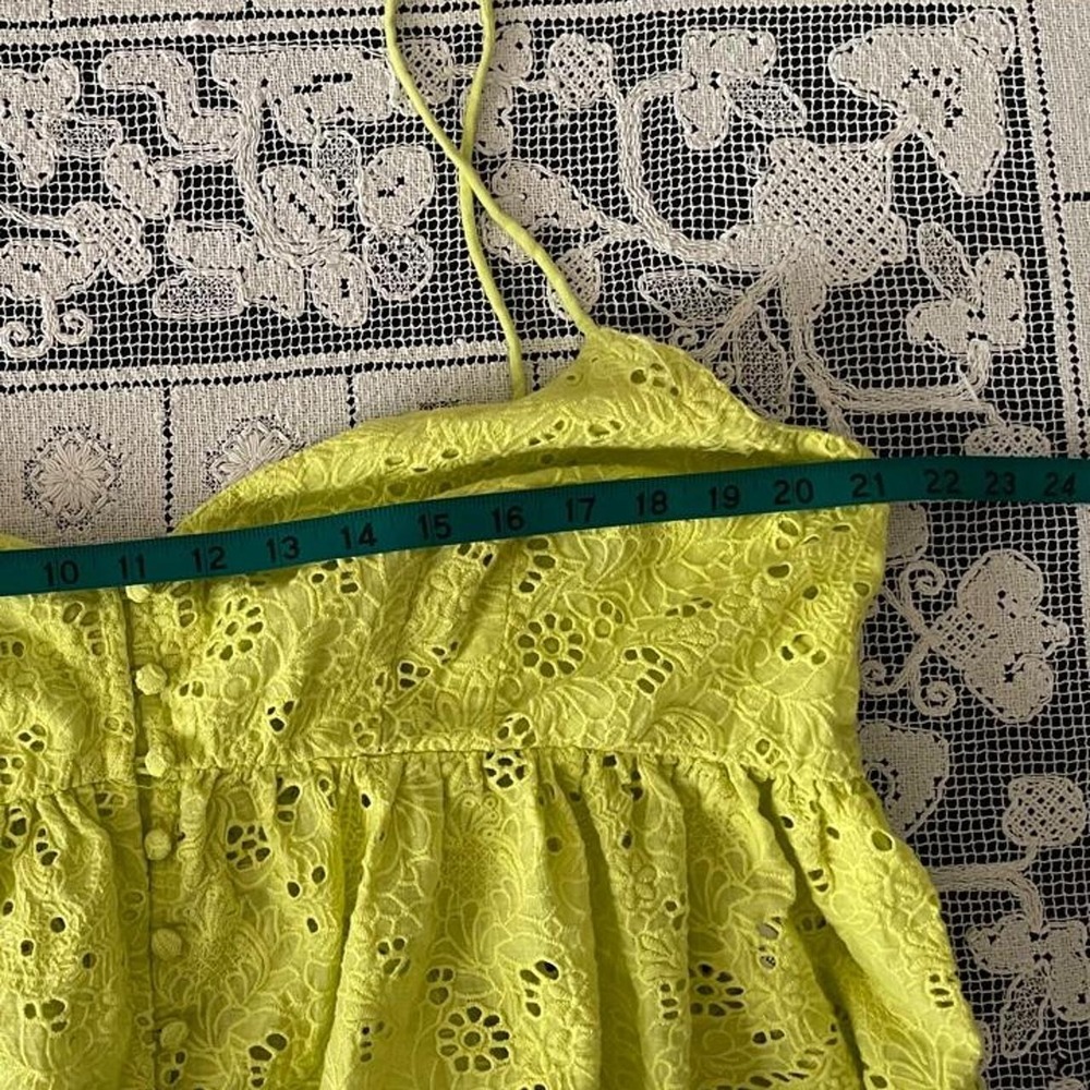 Maeve by Anthropologie Chartreuse Neon Yellow Eyelet Peplum Cami Top Size xl - Picture 6 of 8